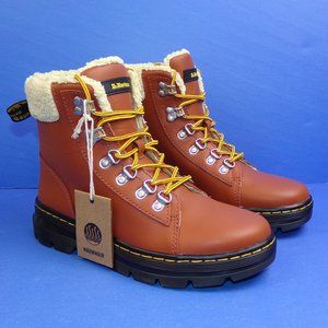 Dr. Martens Tan Combs Faux Fur-Lined Ankle Casual Combat Boots Women's Size 7